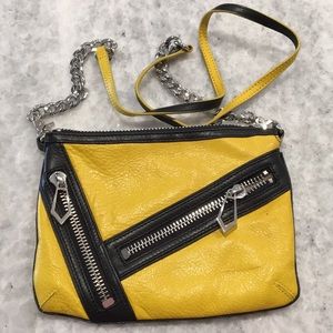 Edgy Leather Purse in Yellow & Black